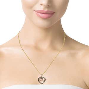 10k Real Solid Gold Tri Color Te Amo Name Cz Heart Charm/Pendant with Box Chain