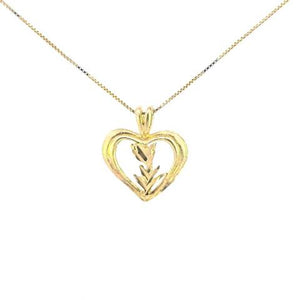 10K Real Gold Flower In Heart DC Charm with Box Chain