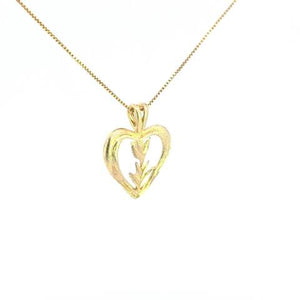 10K Real Gold Flower In Heart DC Charm with Box Chain