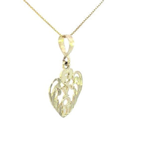 10K Real Gold Vertical I Love You Heart Charm with Box Chain