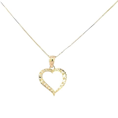 10K Real Gold Stylish Curved Heart Charm with Box Chain