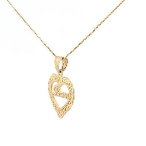 10K Real Gold Fancy Love Heart Charm with Box Chain