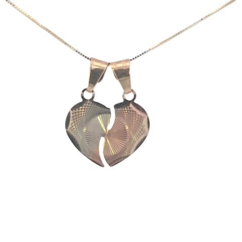 10K Real Gold Tri-Color DC Breakable Heart Charm with Box Chain