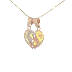 10K Real Gold Tri-Color DC Breakable Heart Charm with Box Chain