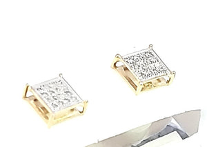 10K Y Gold with 0.10 Ct MP Diamond Square Earring (M) for Girls/Women