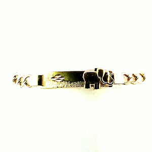 10K Real Gold Fancy Figaro ID Bracelet (Sliding - Elephant Charm) (5.5")