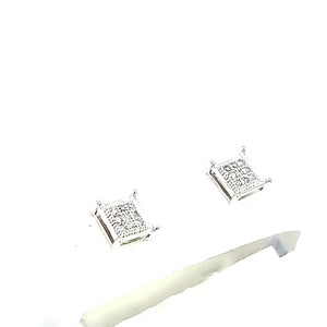10K W Gold with 0.05 Ct MP Diamond Square Earring (S) for Girls/Women