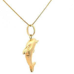 10K Real Gold Dolphin Charm with Box Chain