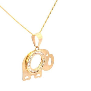 10K Real Gold Elephant with CZ Small Charm with Box Chain