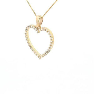 10K Real Gold Heart CZ Big Charm with Box Chain