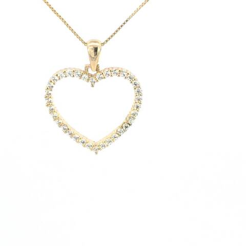 10K Real Gold Heart CZ Big Charm with Box Chain