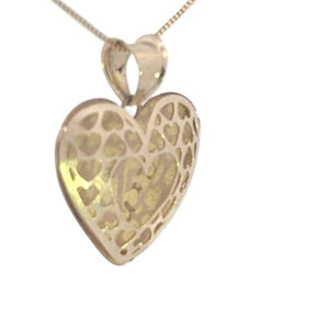 10K Real Gold 15 Anos Fancy Heart Charm with Box Chain