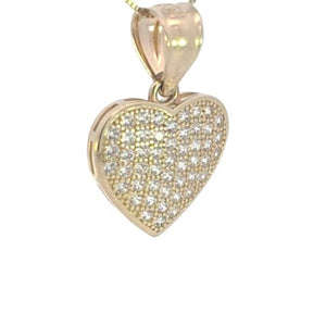 10K Real Gold Heart CZ Charm with Box Chain