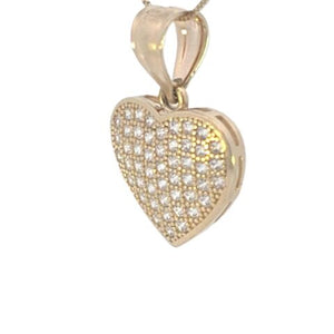 10K Real Gold Heart CZ Charm with Box Chain