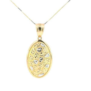 10K Real Gold Two-Tone Oval Nugget Charm with Box Chain