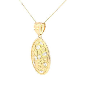 10K Real Gold Two-Tone Oval Nugget Charm with Box Chain