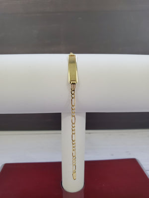 Real 10K Yellow Gold Hollow Figaro ID Bracelet 2mm - 5mm