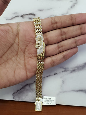 Real 10k Solid Yellow Gold Saint Jude Bracelet 8.5" For Men/Women