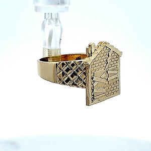 10K Real Solid Yellow Gold Trap House Ring