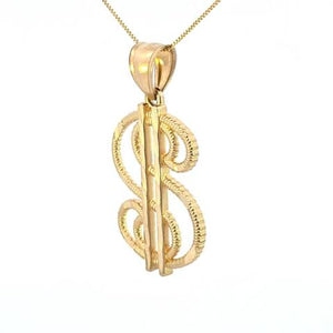 10K Real Gold "$" Dollar Sign DC Medium Charm with Box Chain