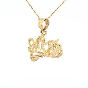 10K Real Gold DC "MOM" Small Charm with Box Chain