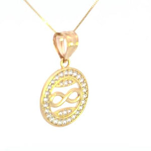 10K Real Gold Round Infinity CZ Small Charm with Box Chain