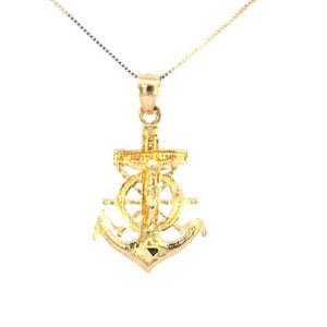 10K Real Gold DC Anchor with Jesus Small Charm with Box Chain
