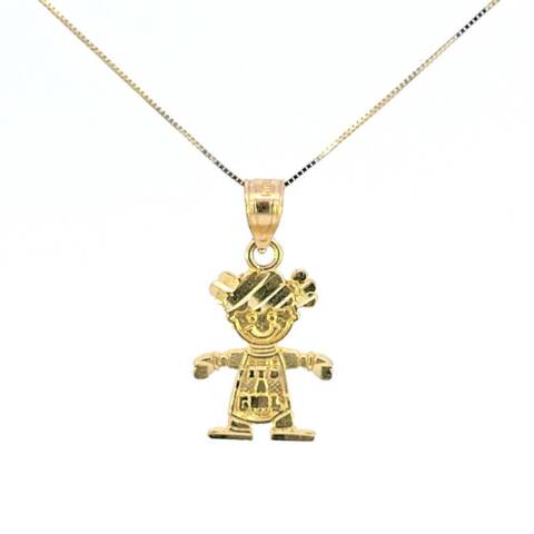 10K Real Gold "Little Girl" Small Charm with Box Chain