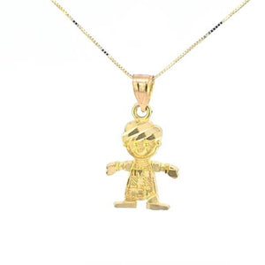 10K Real Gold "Little Boy" Small Charm with Box Chain