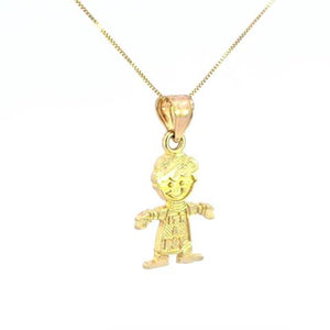10K Real Gold "Little Boy" Small Charm with Box Chain