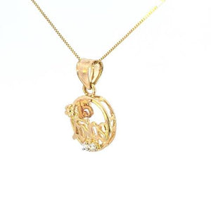 10K Real Gold Two-Tone 15 Anos Flower CZ Charm with Box Chain