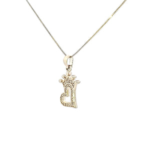 10K Solid Real Gold Valentine Cz Heart with Crown Charm/Pendant with Box Chain