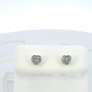 10K W Gold with 0.05 Ct MP Diamond Heart Earring (S) for Girls/Women