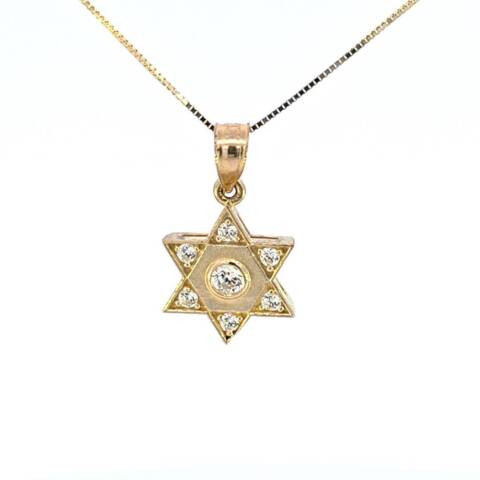 10K Real Gold Fancy Star CZ Small Charm with Box Chain
