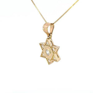10K Real Gold Fancy Star CZ Small Charm with Box Chain