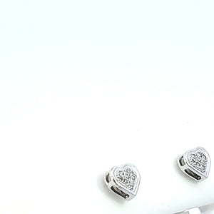 10K W Gold with 0.05 Ct MP Diamond Heart Earring (S) for Girls/Women
