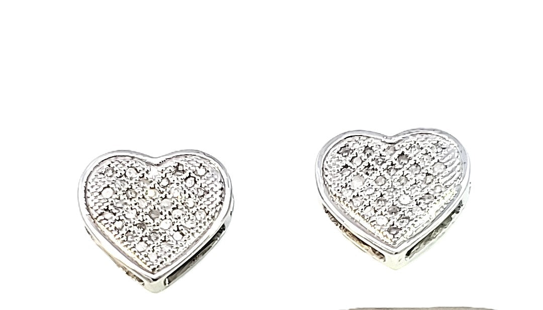 10K W Gold with 0.22 Ct MP Diamond Heart Earring (M) for Girls/Women