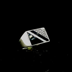 925 Silver Black Onyx Rectangle CZ Ring