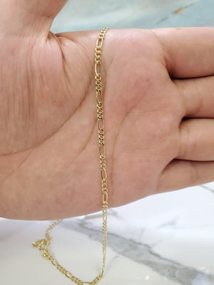 10K Gold Solid Figaro Chain