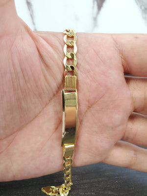 Real 10K Yellow Gold Hollow Cuban ID Bracelet 2.5mm-6.5mm