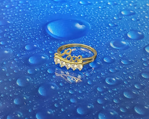 Real 10K Solid Yellow Gold Love Cz Ring