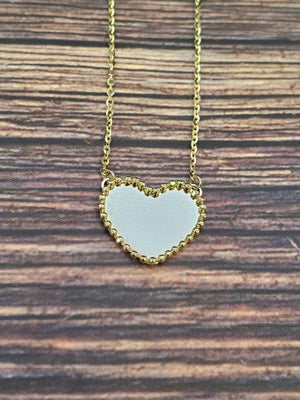 14K Solid Yellow Gold Heart and Flower Charm Cable Link Necklace