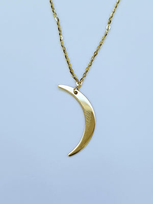 14K Solid Yellow Gold Moon and Stars Charm with Cable Link Necklace