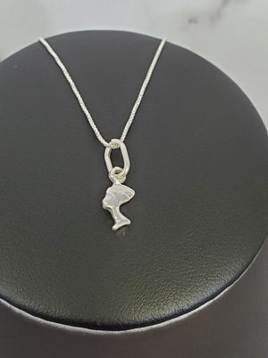 925 Sterling Silver Lady Face Pendant Charm with Box Chain (Made in Italy)