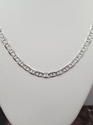 925 Sterling Silver (Made in Italy) Marina Link Pave Chain