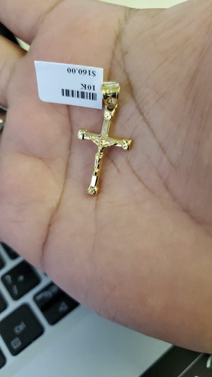 10K Gold Cross with Jesus Charm