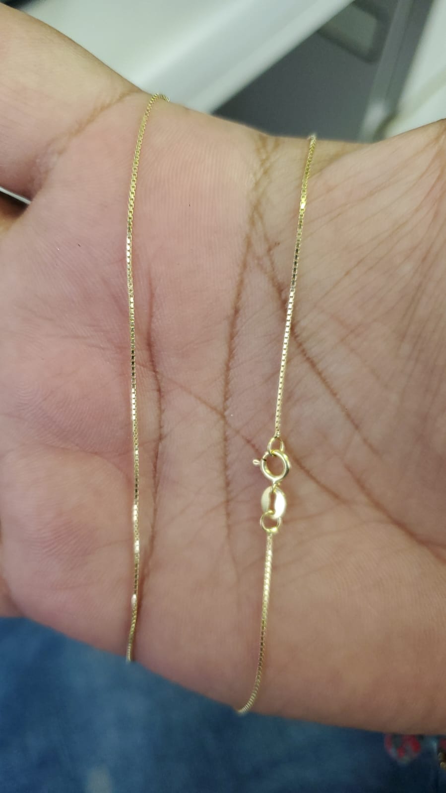 14K Solid Yellow Gold Box Chain Necklace