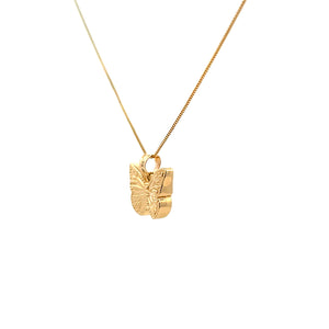 10K Real Gold Puffed Butterfly Charm With Box Chain