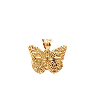 10K Real Gold Puffed Butterfly Charm With Box Chain