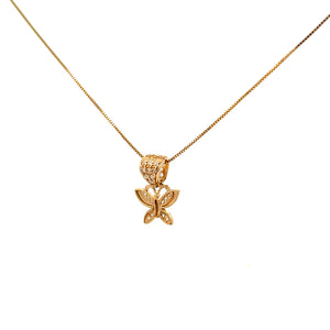 10K Real Gold Fancy Butterfly Charm With Box Chain
